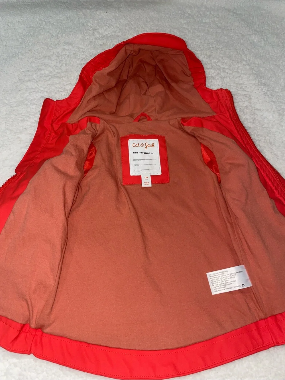 Cat & Jack Bright Coral Red Hooded Raincoat